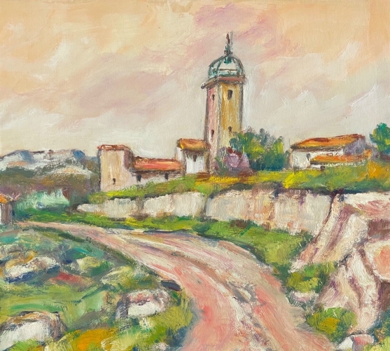 eglise_de_provence_gouache_vers_1960_anonyme_france