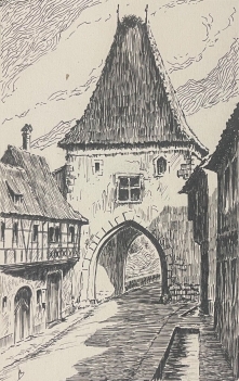 wernigerode_johannistor_allemagne_dessin_a_lencre_vers_1938