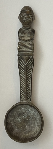gabon_cuillere_bronze_anthropomorphe_rituel_fang_afrique