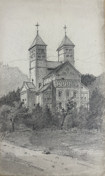 abbaye_de_murbach_alsace_buhl_dessin_graphite_c_1870_france_architecture_romane