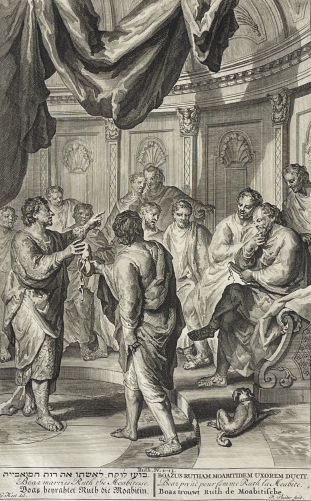 israel_ruth_boaz_prend_pour_femme_ruth_la_moabite_dapres_hoet_tirage_1728