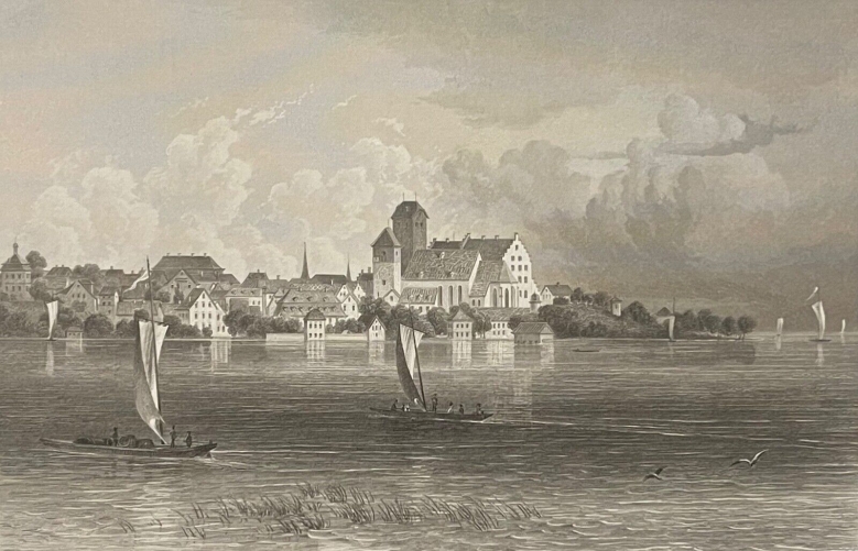 arbon_au_lac_de_constance_lithographie_suisse_gravure_1863_canton_de_thurgovie