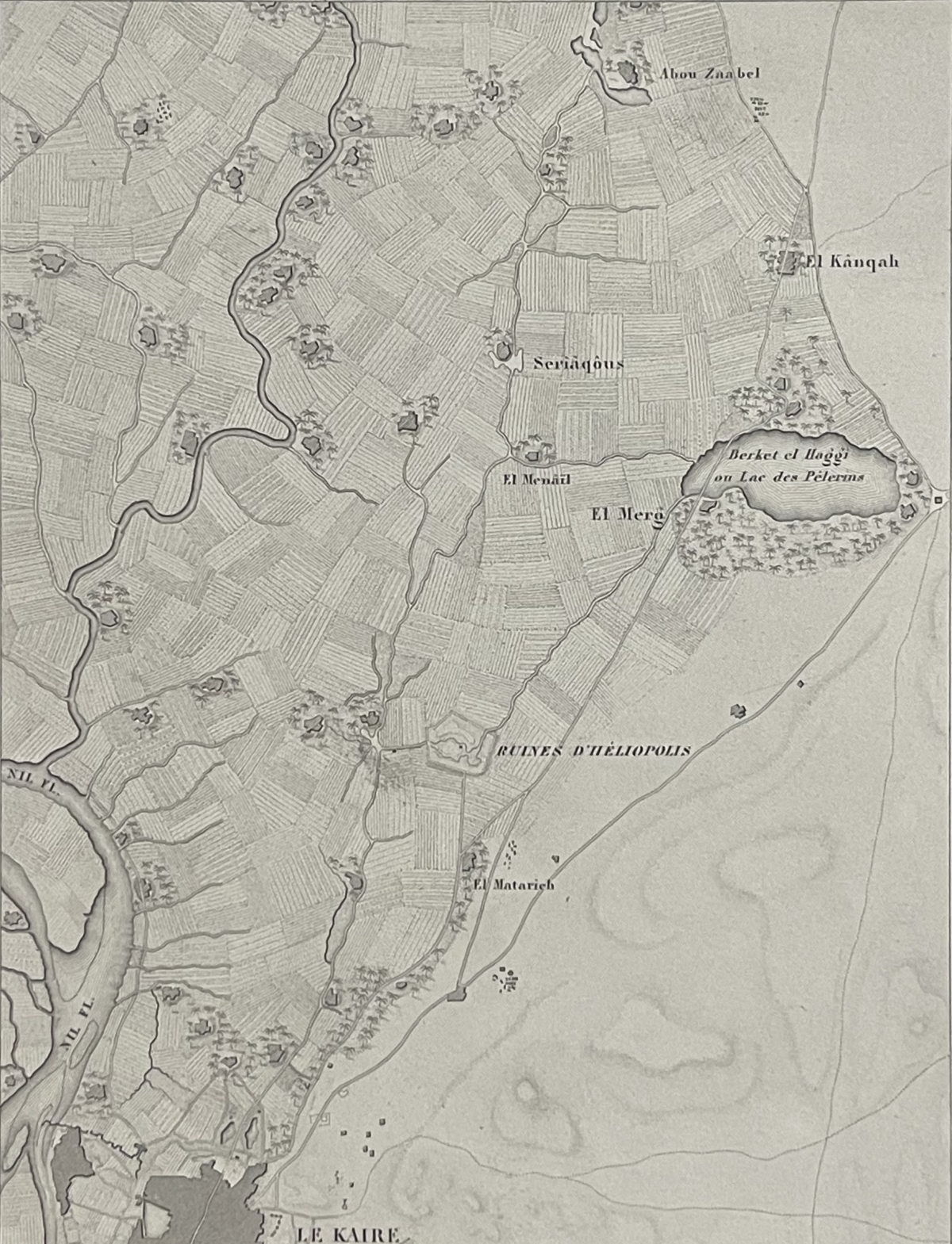 egypte_plan_plaine_heliopolis_en_1800_bataille_general_kleber_gravure_1848