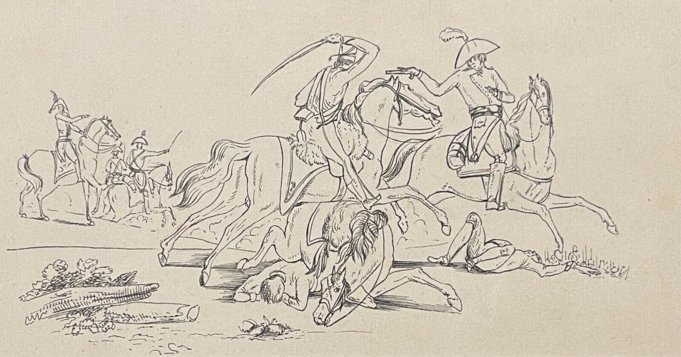 combat_cavalerie_napoleon_dessin_encre_antony_hottot_1865-1914_c_1885_cheval