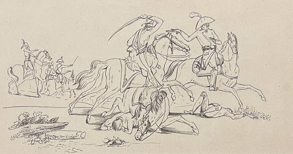 combat_cavalerie_napoleon_dessin_encre_antony_hottot_1865-1914_c_1885_cheval