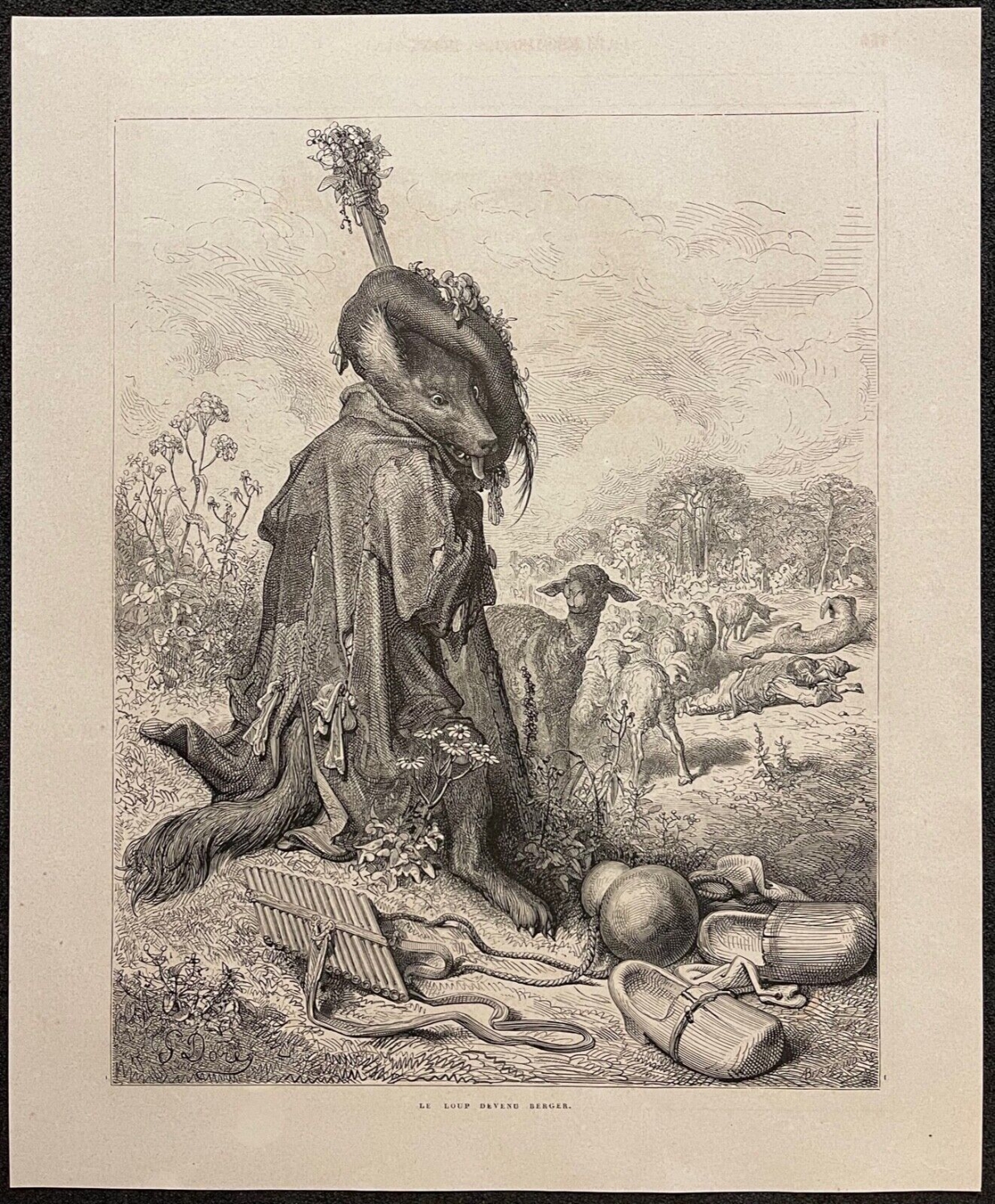le_loup_devenu_berger_gustave_dore_xylographie_fable_la_fontaine_1868_mouton
