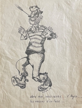 caricature_mendiant_philosophe_encre_signee_colog_1978_france
