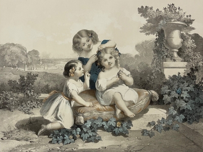 coiffure_les_essais_de_coquetterie_enfant_beauté_lithographie_vers_1830