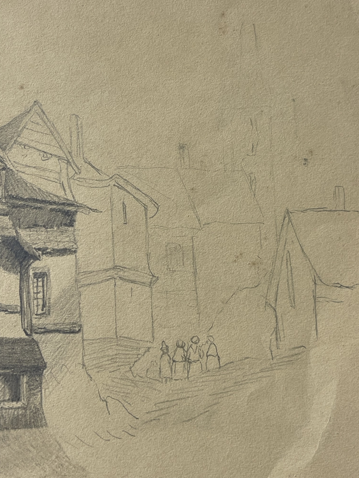 normandy_c1850_historic_timber_houses_architectural_study_possibly_lisieux