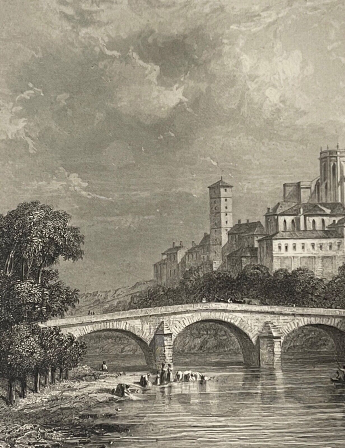 auch_bateliers_et_lavandieres_gers_occitanie_gravure_par_rouargue_1838_france