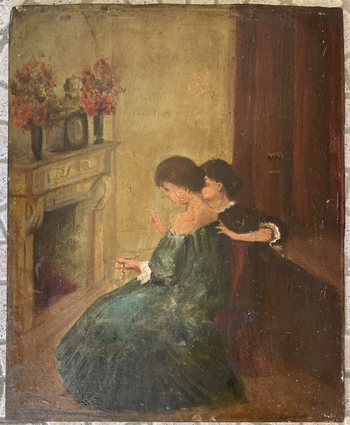 jeunes_femmes_au_collier_huile_sur_bois_vers_1850_anonyme