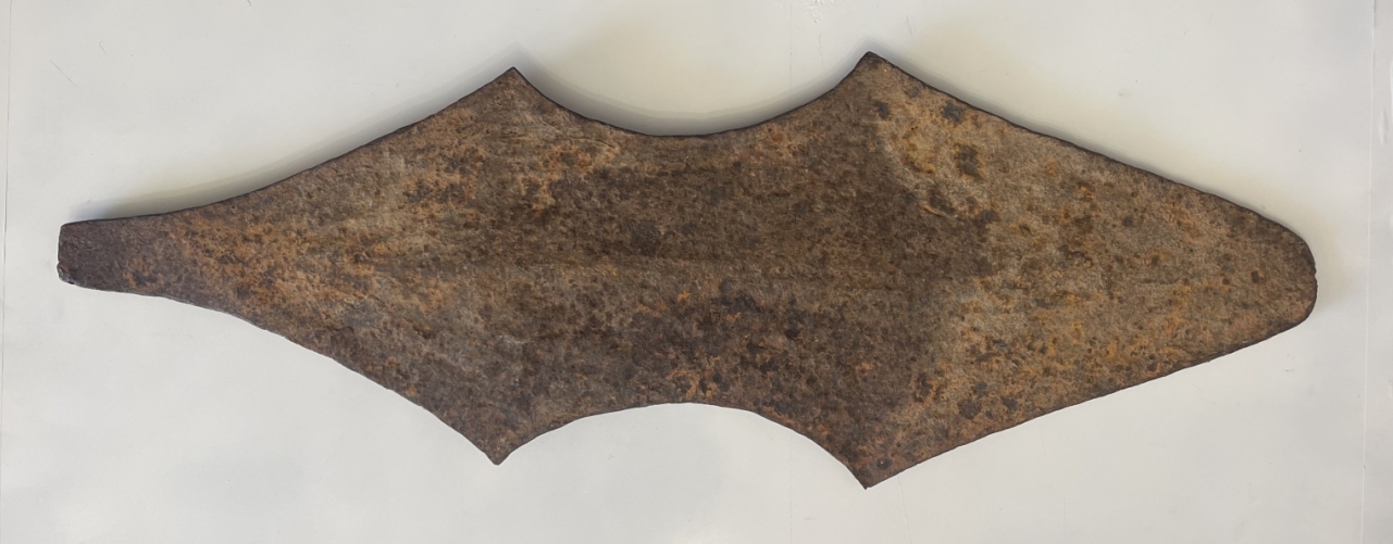mambila_nigeria_monnaie_primitive_suu_fer_forge_en_forme_de_feuille_afrique_xxe