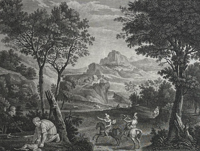 annibale_carracci_1560-1609_les_chasseurs_graveur_j_b_racine_tirage_1786