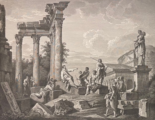 panini_giovanni_paolo_predicateur_au_milieu_des_ruines_rome_italie_par_garreau