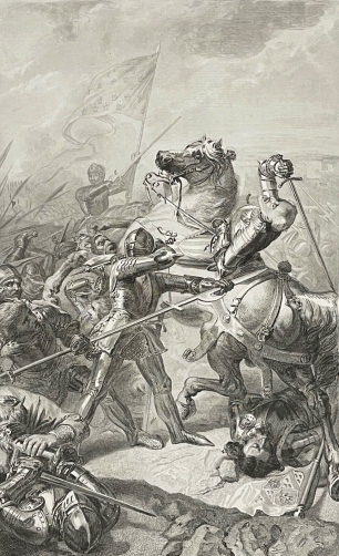 bataille_de_castillon_1453_guerre_cent_ans_charles_vii_roi_france_c_1840_cheval