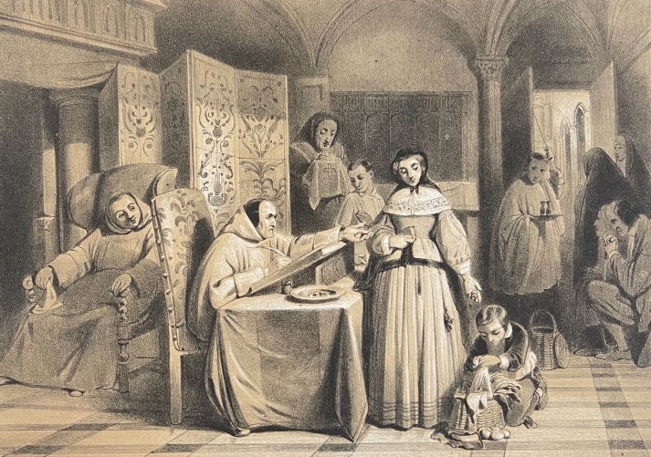 la_dispense_de_careme_dapres_jacquand_gravure_originale_1841_france