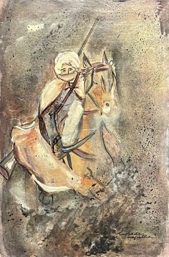 maroc_cavalier_fantasia_gouache_vernie_chapelle_c_1970_cheval_orientaliste
