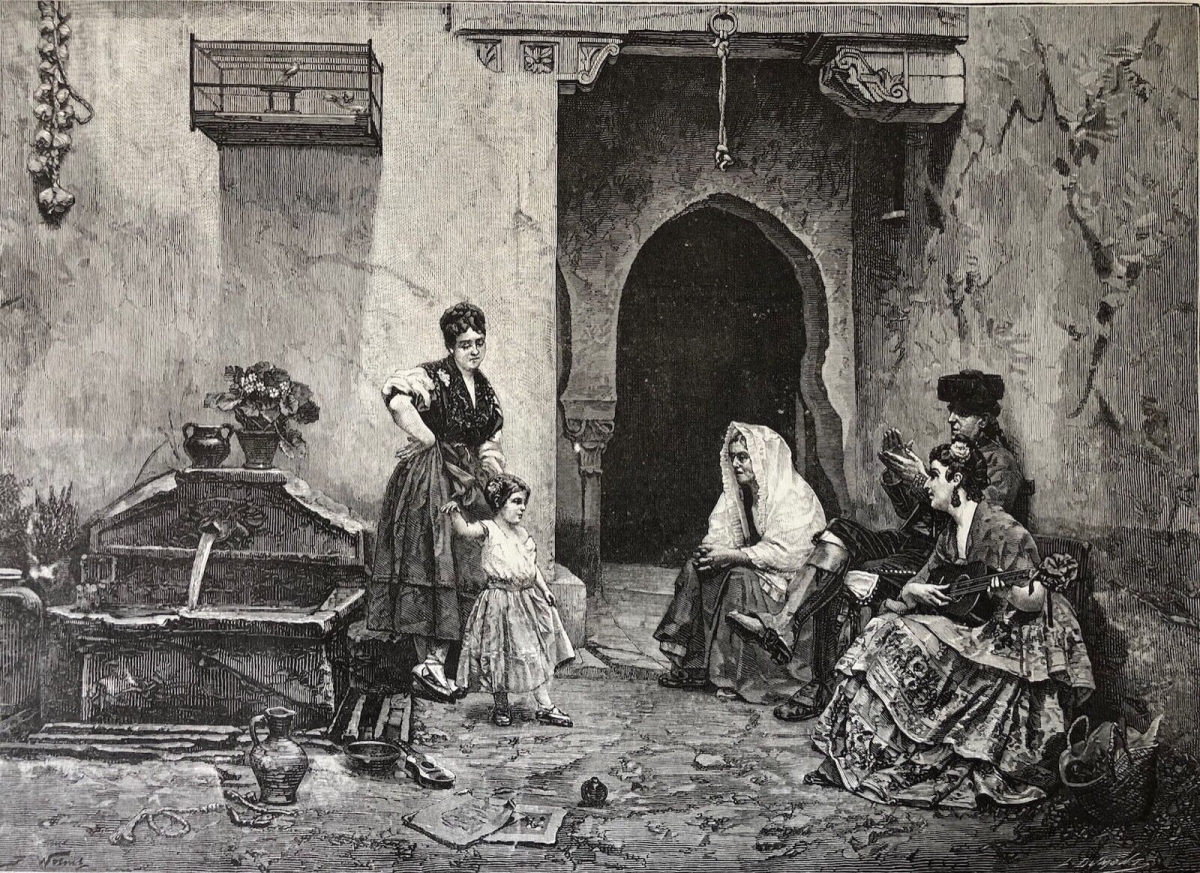jules_worms_1832-1914_la_vocation_flamenco_danse_estampe_vers_1875_espagna