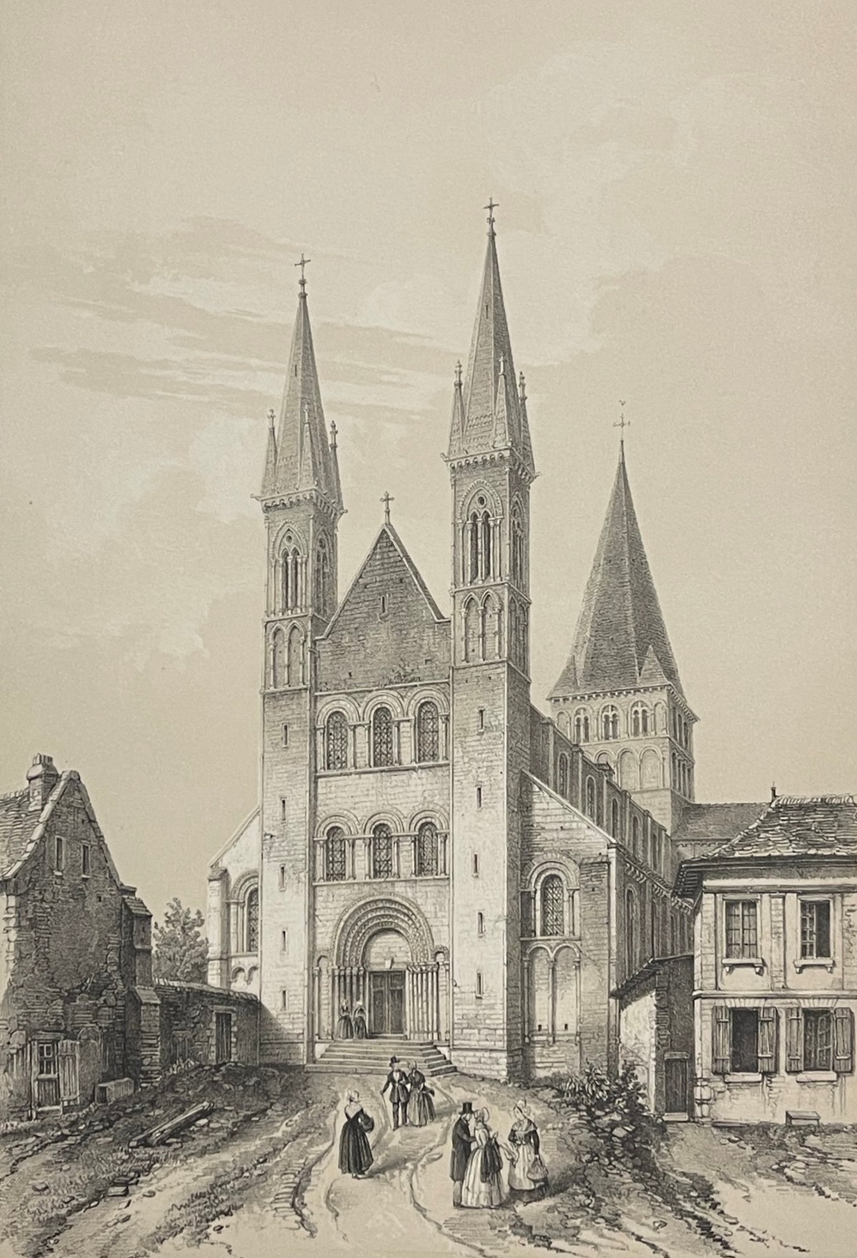 abbaye_saint-georges_de_boscherville_style_roman_lithographie_de_1852_france