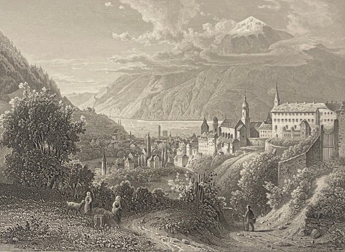 chur_suisse_canton_de_graubünden_switzerland_gravure_de_1863
