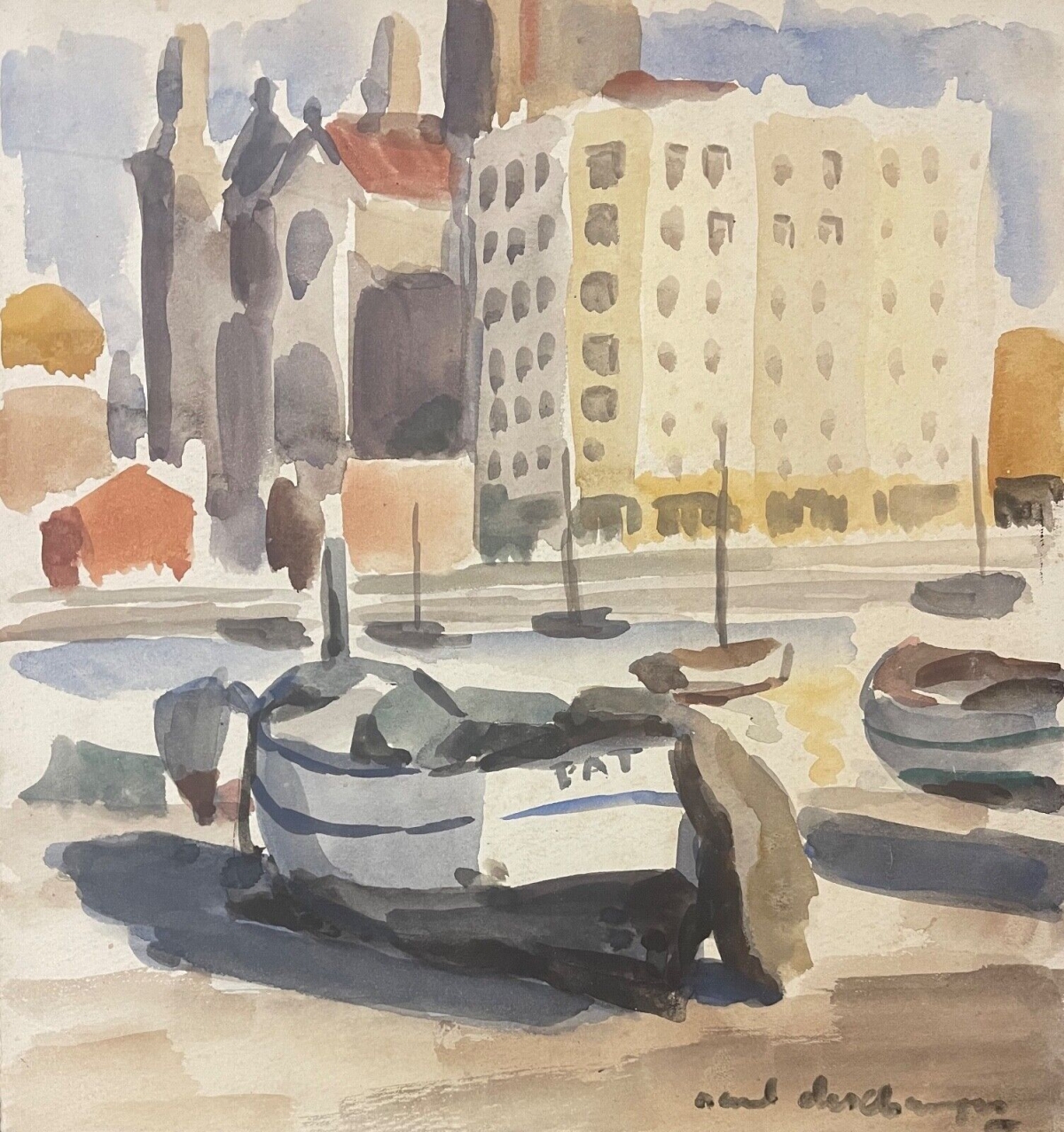 saint-raphael_vers_1930_aquarelle_de_raoul_deschamps_1903-1958_var_provence