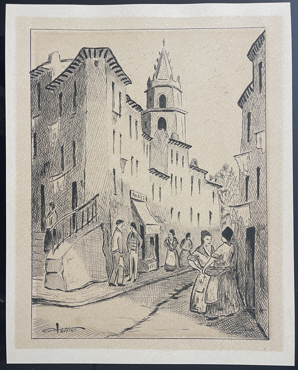 marseille_la_montee_des_accoules_vers_1920_dessin_encre_provence_france