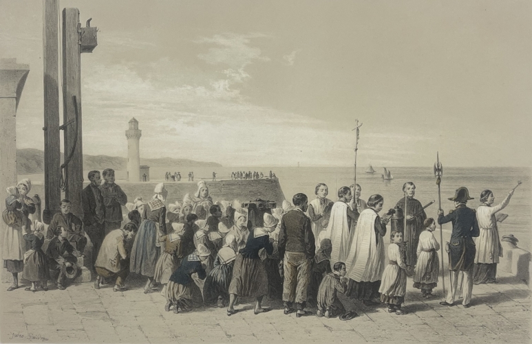 benediction_de_la_mer_au_pollet_dieppe__lithographie_originale_1852_france