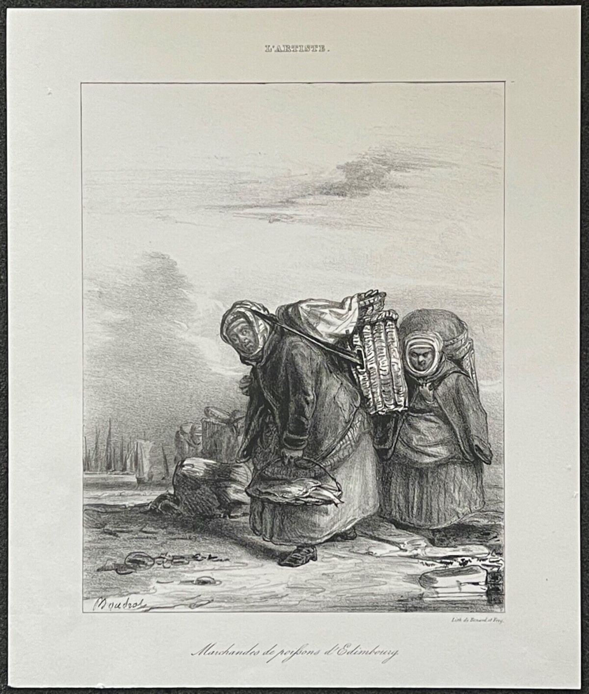 edimbourg_ecosse_marchande_de_poissons_lithographie_de_1837_poissonnerie_poisson