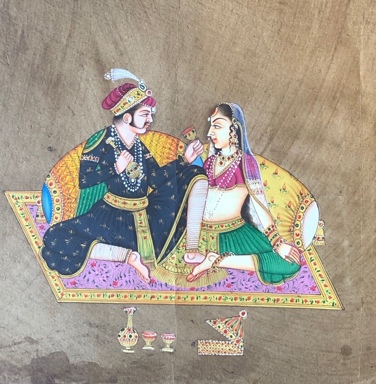 miniature_qajar_ou_indienne_xxeme_india_prince_et_princesse__