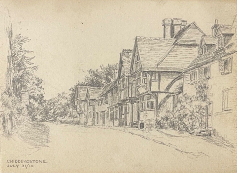 chiddingstone_royaume-uni_dessin_graphite_originale_de_1910_angleterre