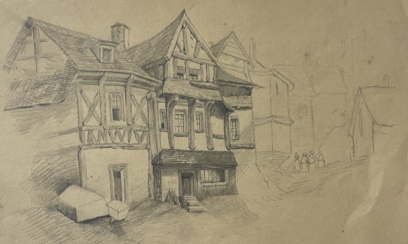 normandy_c1850_historic_timber_houses_architectural_study_possibly_lisieux