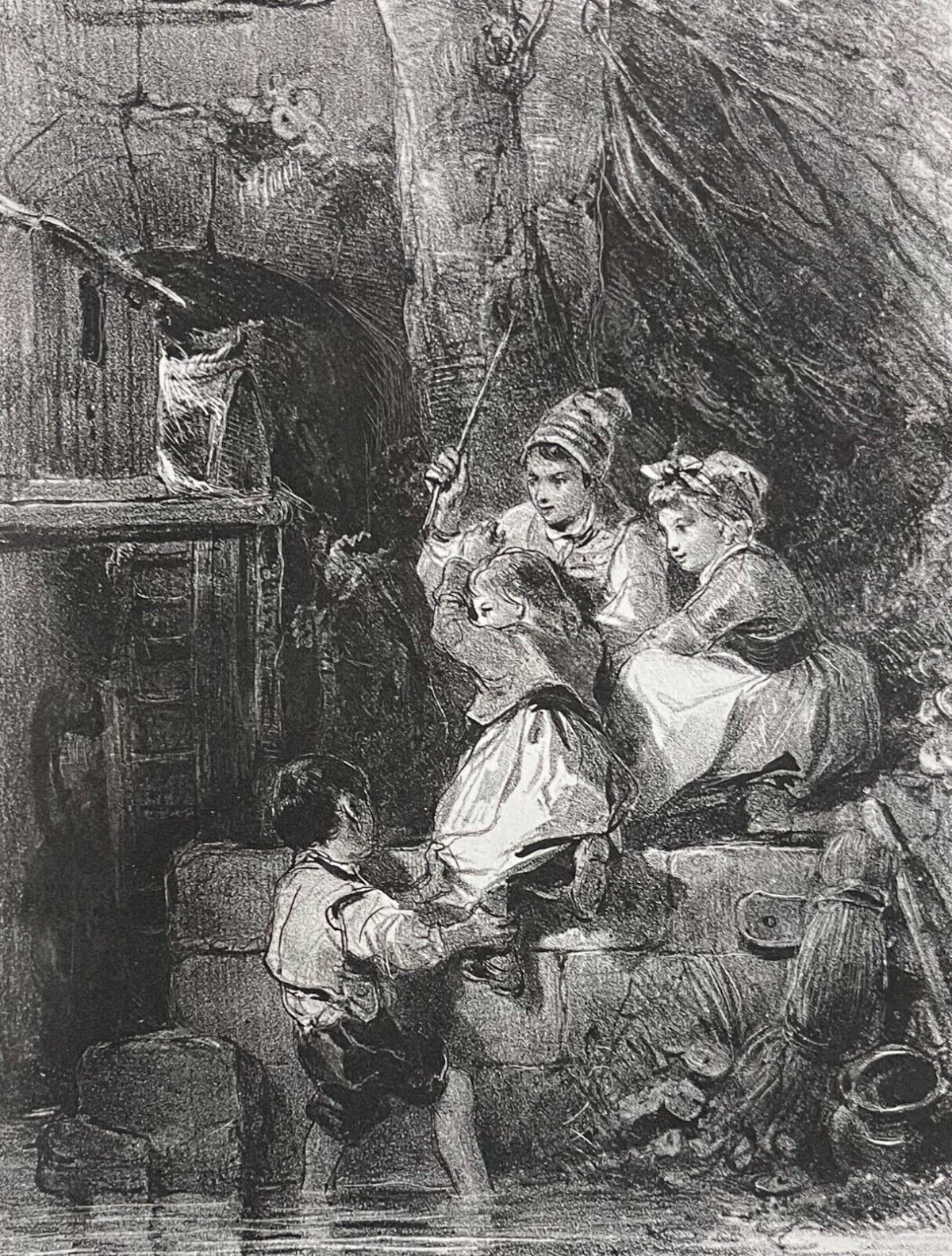 les_petits_villageois_dapres_roqueplan_gravure_originale_1831_france