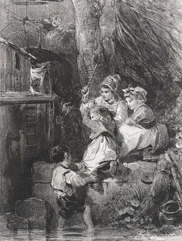 les_petits_villageois_dapres_roqueplan_gravure_originale_1831_france