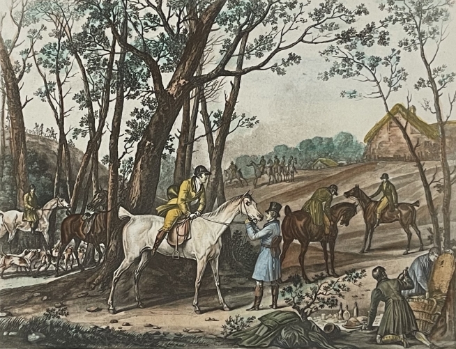 le_depart_dapres_carle_vernet_chasse_cheval_c_1825_chasse_a_courre_venerie