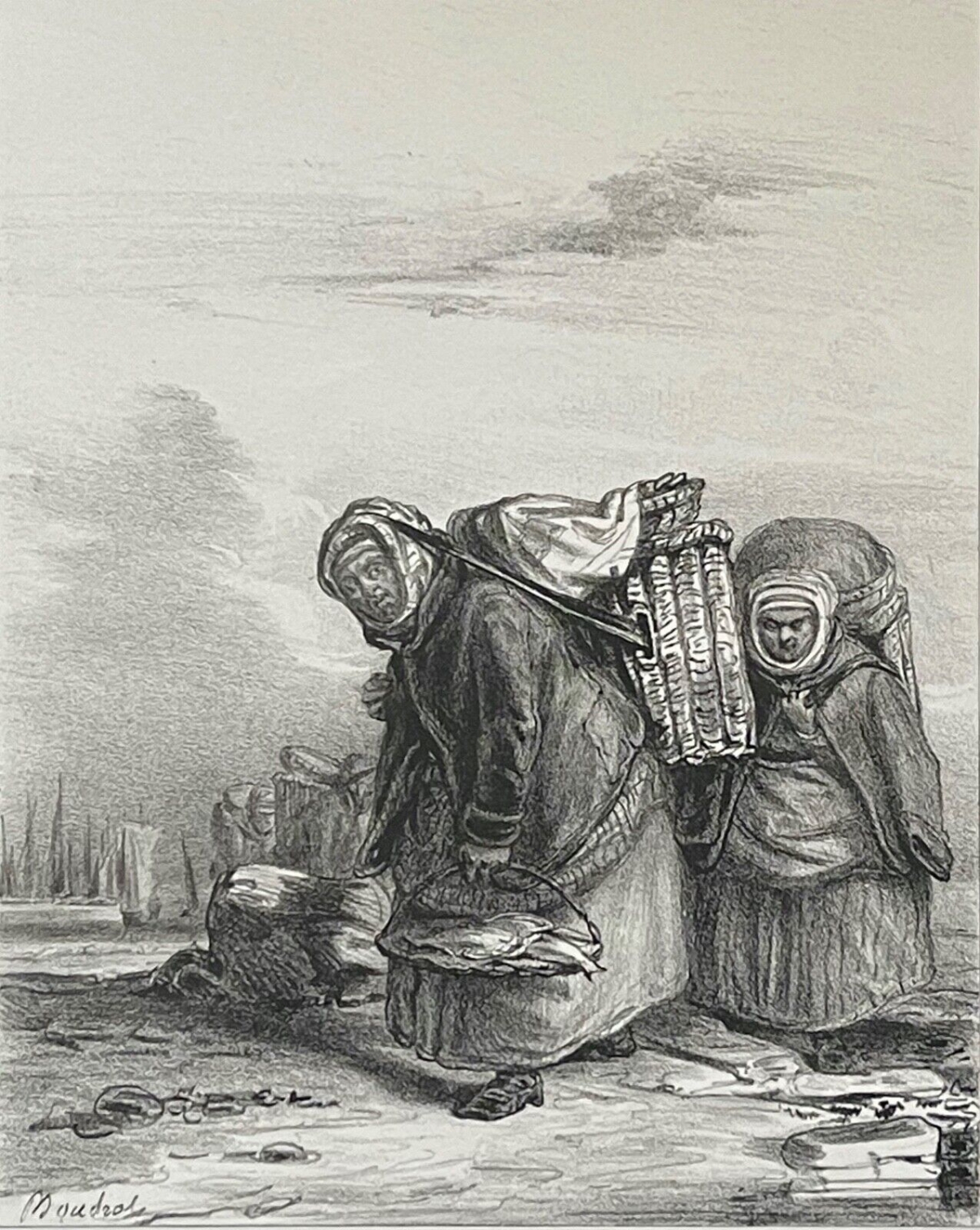 edimbourg_ecosse_marchande_de_poissons_lithographie_de_1837_poissonnerie_poisson