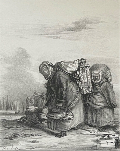 edimbourg_ecosse_marchande_de_poissons_lithographie_de_1837_poissonnerie_poisson