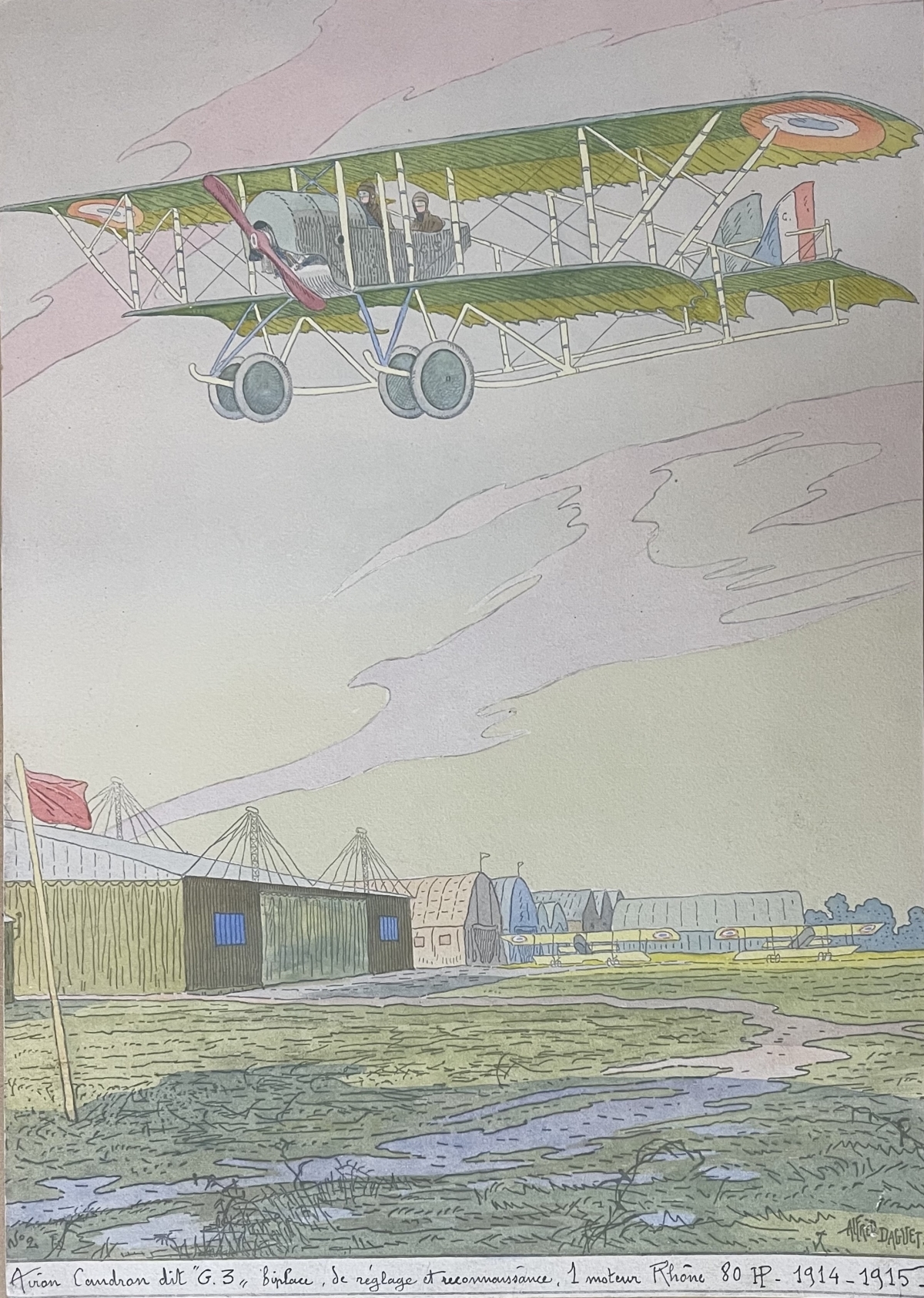 avion_caudron_dit_g3_gravure_en_aquatinte_vers_1916_france