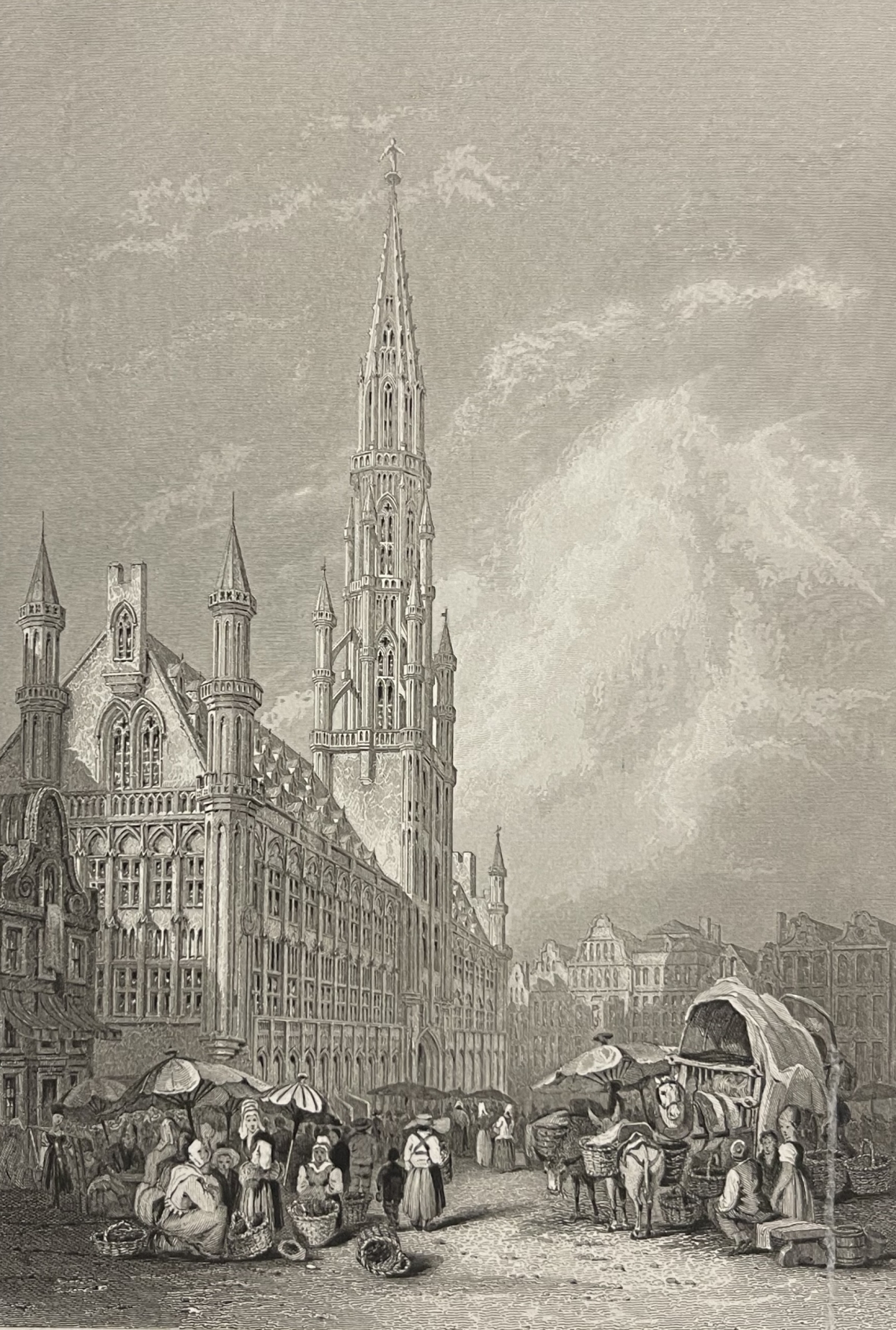 bruxelles_hotel_de_ville_gravure_de_stanfield_vers_1838_belgique_europe
