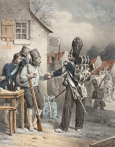 armee_de_napoleon_grognard_tres_aimable_par_bellange_lithographie_de_1825_france