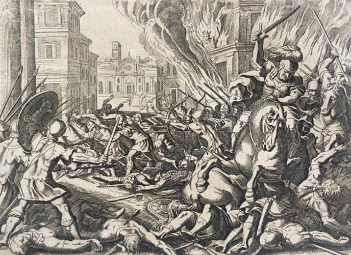 zambri_se_brule_assiege_a_thersa_dapres_merian_xvii_genese_israel_rois_ela