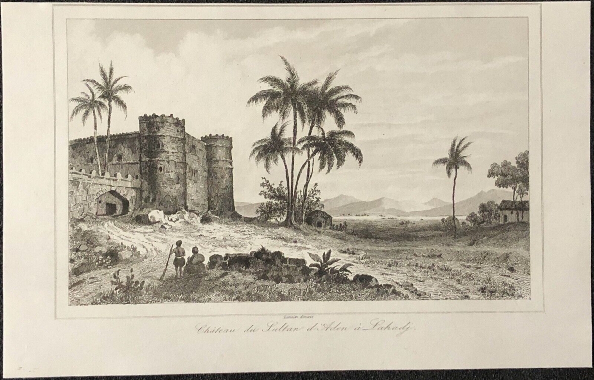 chateau_du_sultan_d_aden_a_lahadj_gravure_vers_1847_yemen
