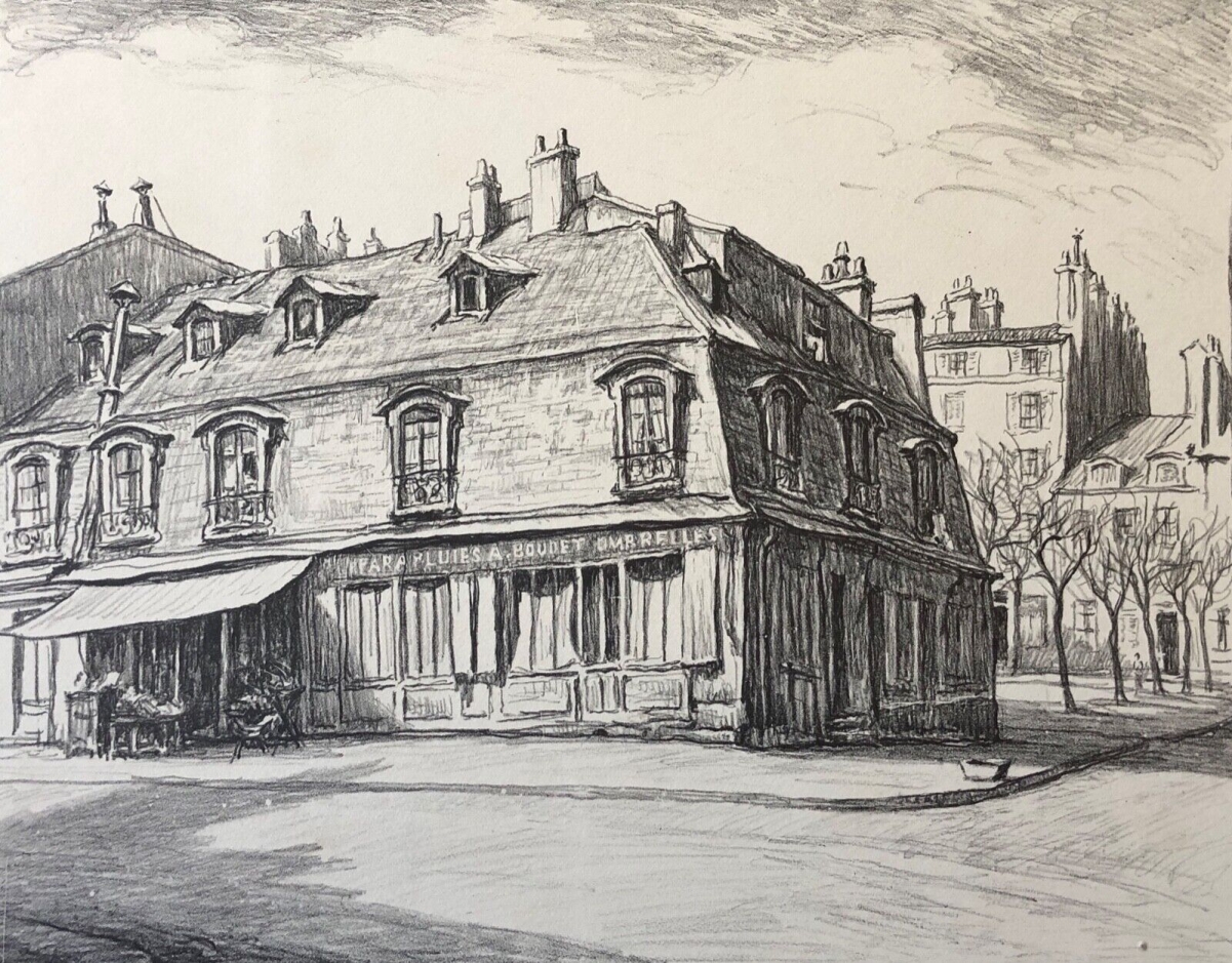 versailles_rene_aubert_1894-1977_litho_1951_signee_au_crayon_parapluies_boudet