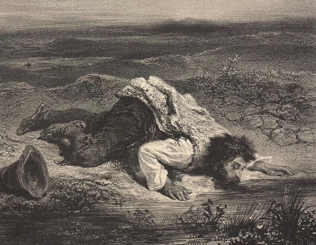 eugene_delacroix_la_mort_du_brigand_lithographie_graveur_adolphe_mouilleron_1853