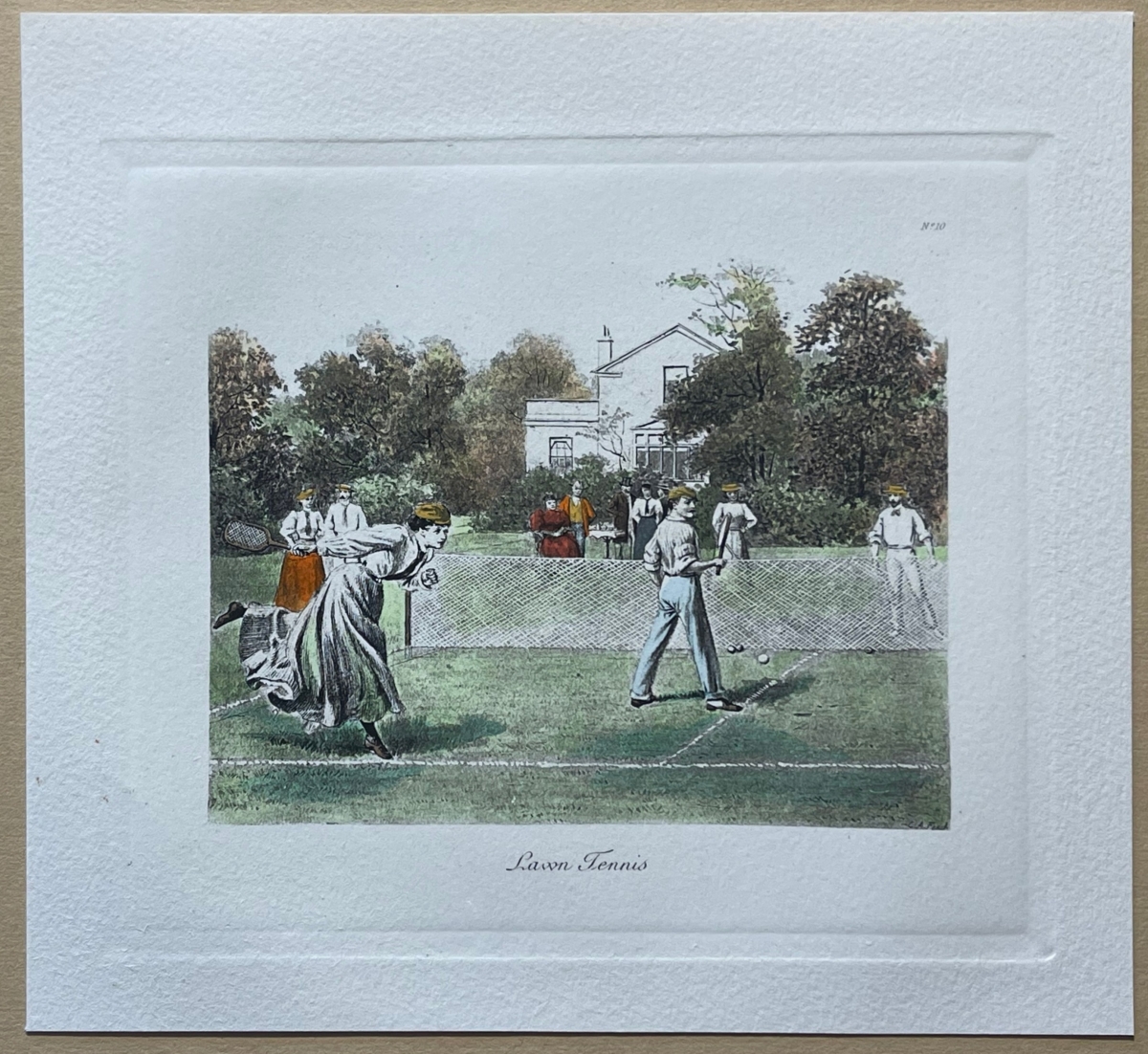 tennis_in_the_garden_circa_1900_colour_aquatint_with_women_players