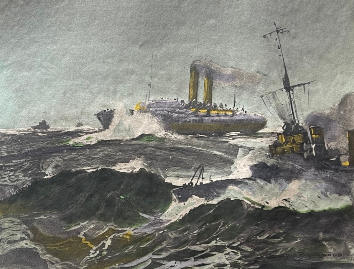 convois_des_dardanelles_torpilleur_et_paquebot_1915_aquatinte_c_1920_marine