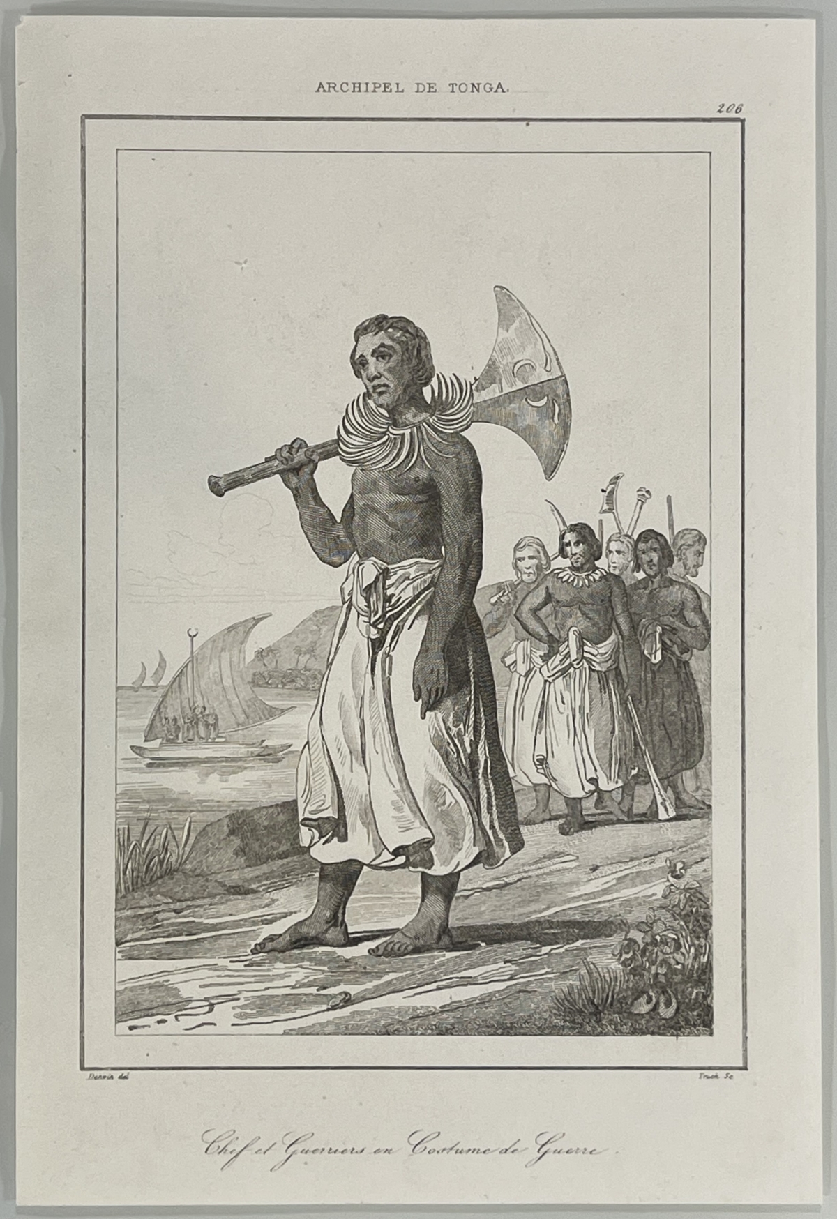 iles_tonga_chef_des_guerriers_en_costume_de_guerre_oceanie_1837_polynesie_hache