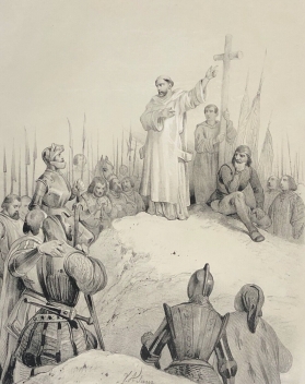 st_bernard_de_clairvaux_1090-1153_preche_la_2e_croisade_1146_estampe_1840