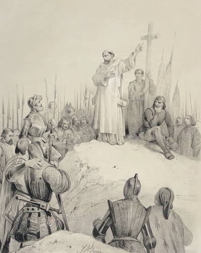 st_bernard_de_clairvaux_1090-1153_preche_la_2e_croisade_1146_estampe_1840