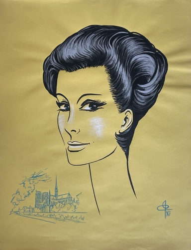 mode_paris_france_coiffure_1967_peinture_gouache_mixte_signee