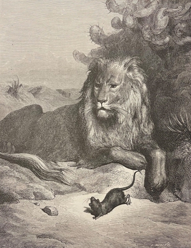 le_lion_et_le_rat_gustave_dore_xylographie_fable_de_la_fontaine_1868